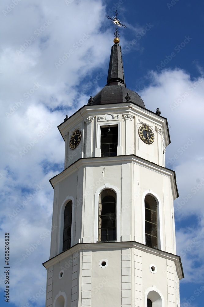 Fototapeta premium Cathedral Clock Tower, Vilnius, Lithuania.