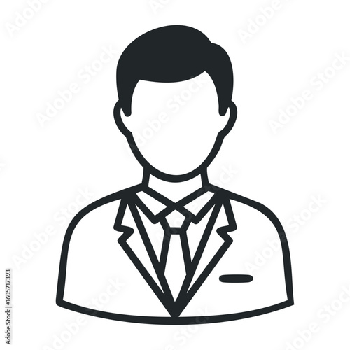 Minimalist male avatar icon in suit and tie. Vector illustration
