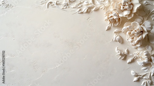 Delicate cream-colored floral relief