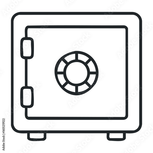 Secure steel safe with combination lock icon for banking and security. Vector illustration