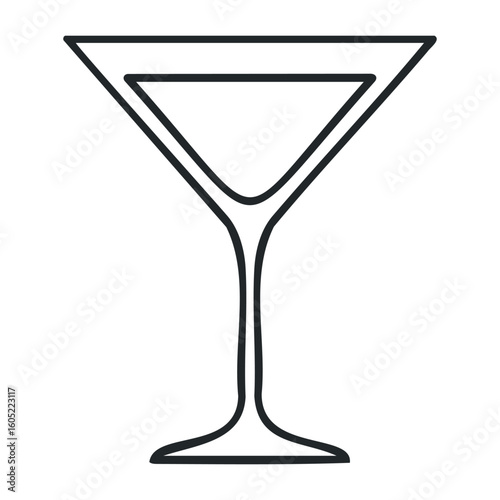 Minimalist martini glass outline on white background. Vector illustration