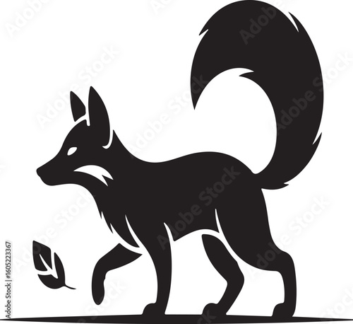 Photography Wolf and Fox Vector Illustration of Wild Animals in Black Silhouette Style