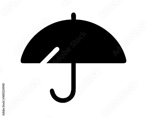 Simple Black Silhouette Icon of an Open Umbrella for Protection Against Rain or Sun