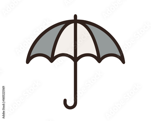 Minimal icon of an open umbrella with a simple outline, a flat vector graphic for weather