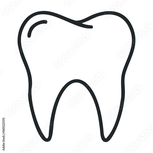 Minimalist black and white tooth icon design for dental concepts. Vector illustration