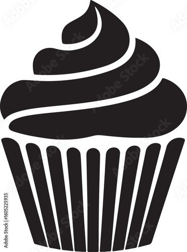 Cupcake Silhouette Logo On White Background For Food Blog Graphics