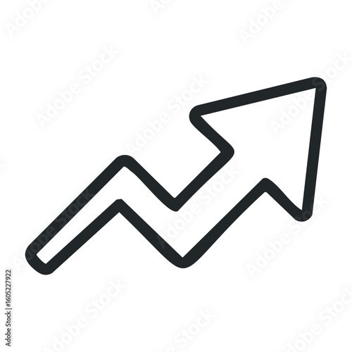 Upward trending arrow icon depicting business growth and success. Vector illustration