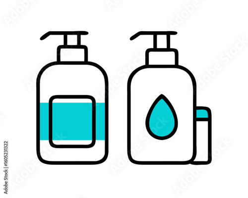 Vector Icons Pump Bottle Shampoo, Lotion, and Conditioner Dispensers