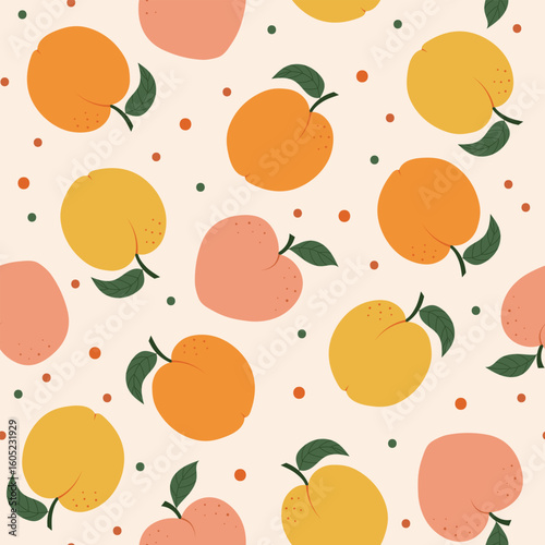 Cute apricot and peach seamless pattern,vector illustration.