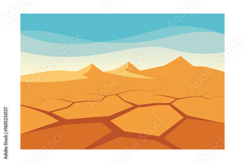 Cracked Dry Earth In A Barren Desert Landscape