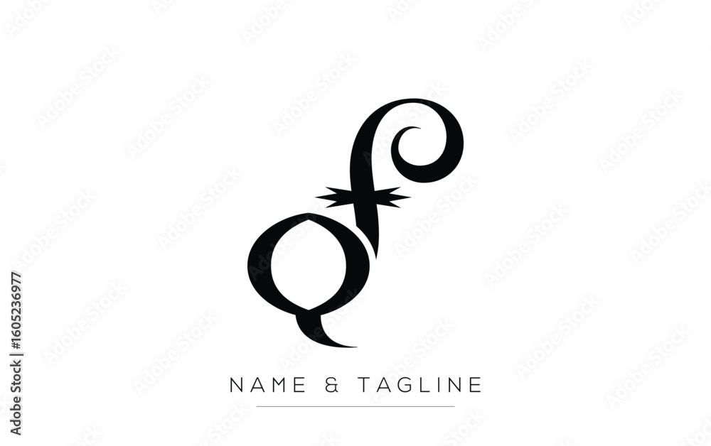 Fototapeta premium QF Elegant Monogram Logo Design Featuring Stylized Letters. A sophisticated monogram logo representation showcasing artistic typography with a modern design