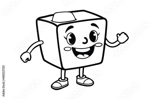 Ice Cube Mascot Shivering And Smiling Cold Treat