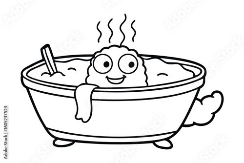 Cup Noodles Cartoon Relaxing In Hot Tub