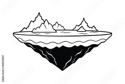 Floating Island Vector With Segmented Design