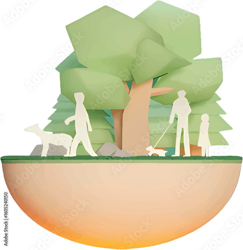 3D Project Scene Featuring Abstract Nature and Environment Elements