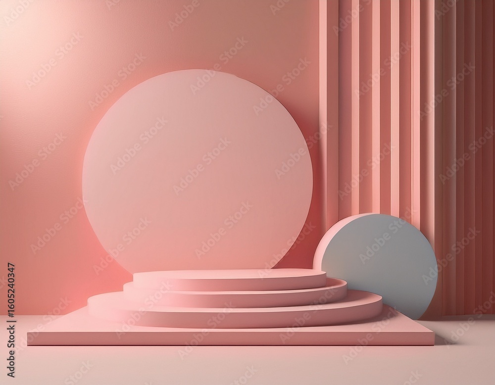 Fototapeta premium minimal abstract scene with simple geometric shapes pastel color cosmetic product presentation background object display mockup