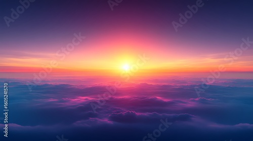 Vibrant sunset above clouds