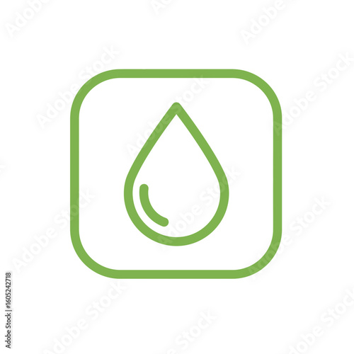 Green drop icon representing water and liquid in minimalist style  