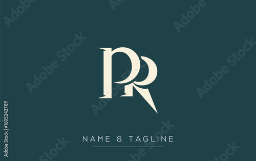 PR Elegant Monogram Logo Design Featuring Stylized Letters. A sophisticated monogram logo representation showcasing artistic typography with a modern design