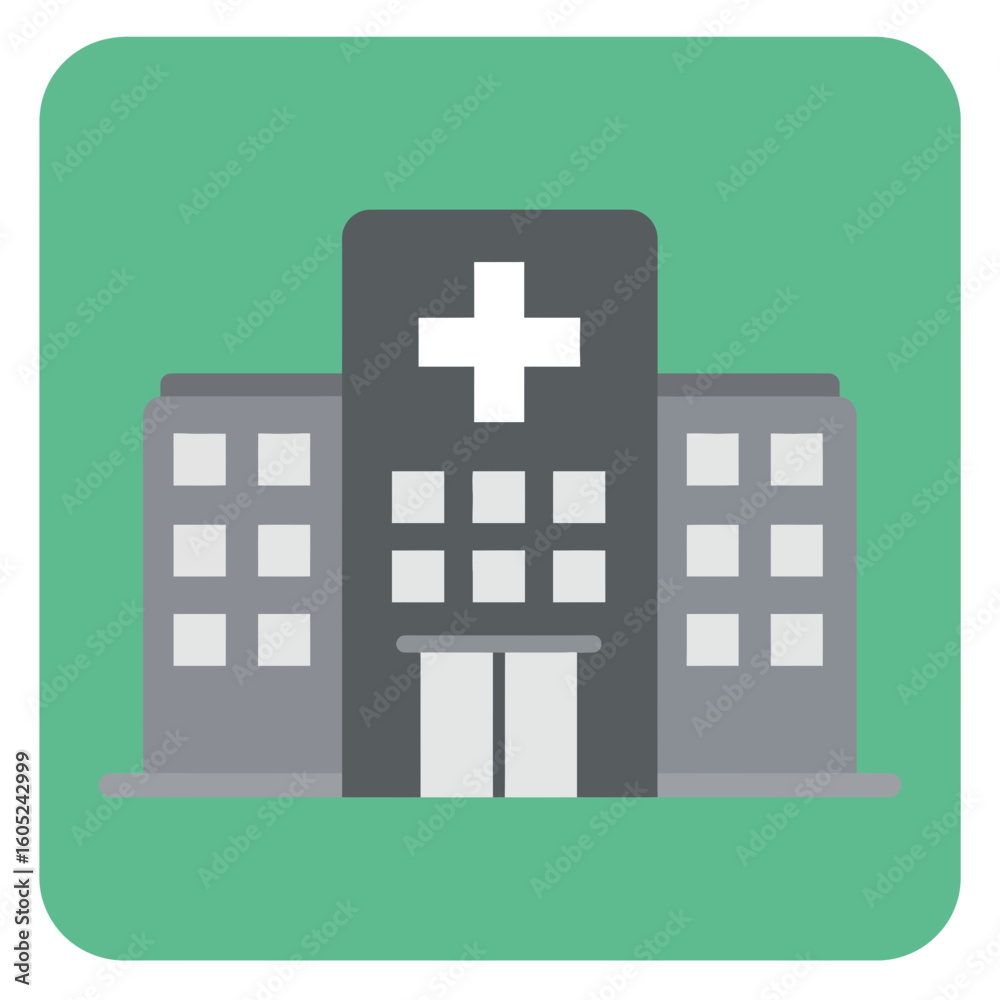 Obraz premium Hospital building icon in green background representing medicine 