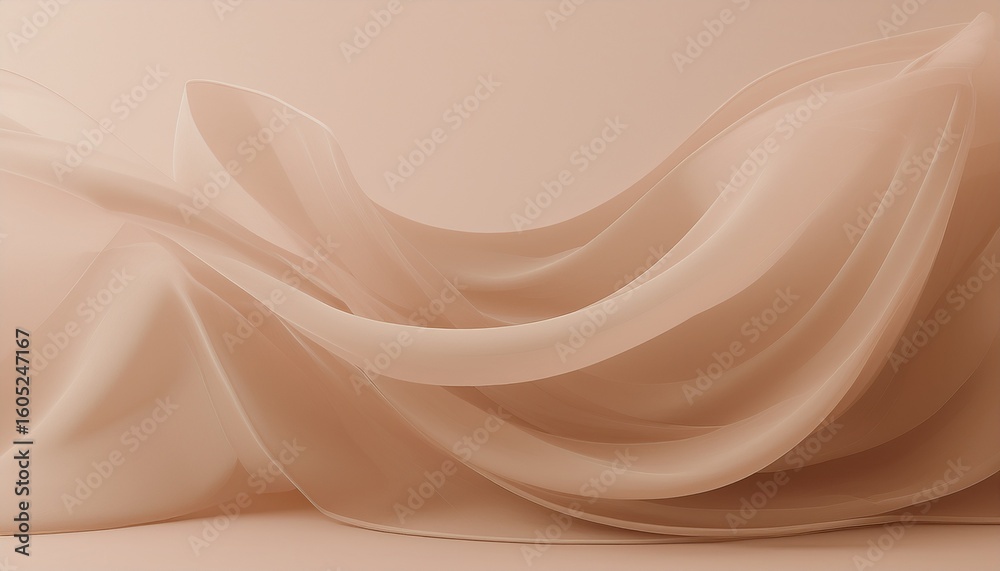 Fototapeta premium abstract 3d rendering background beige fabric texture soft and gentle flowing veil for beauty or luxury themed projects