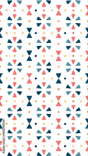 Abstract geometric pattern featuring repeating bowtie shapes in soft pastel hues on a white background