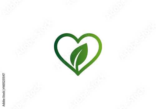 Eco Heart Logo,Leaf Heart Logo,Heart with leaf logo  On transparent Design