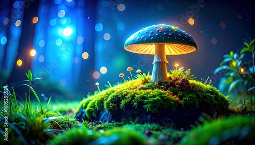 Wallpaper Mural natural mushroom plants shaded by moonlight in a beautiful forest 5 Torontodigital.ca