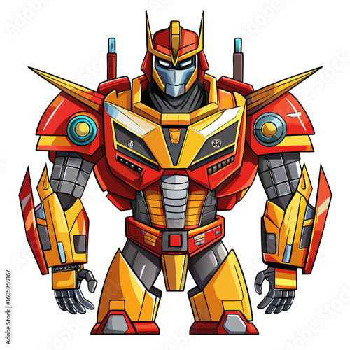 Transformers cartoon vector robot soldier character drawing with a pencil in hand
