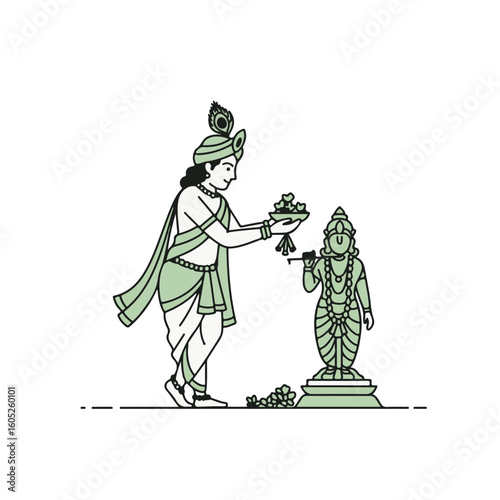 Krishna with Devotees in Celebration