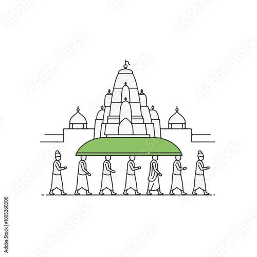 Magnificent Indian Temple Surrounded by Worshippers