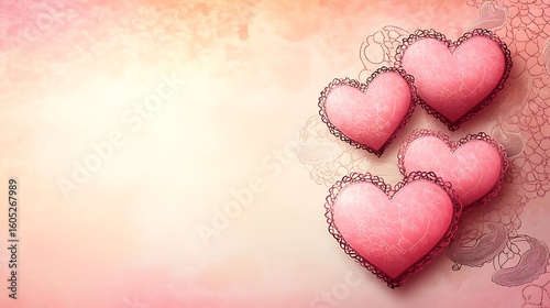 Delicate hearts on a pastel background