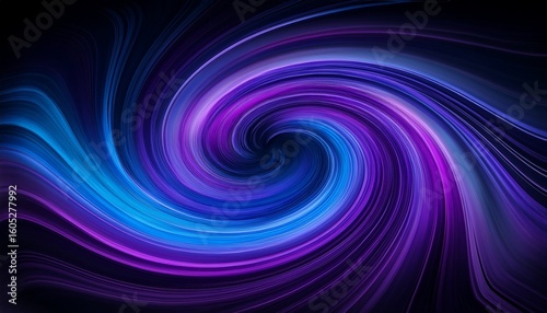 colorful abstract swirls on black background with soft curves and flowing designs in purple and blue hues