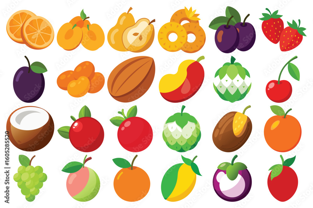 Fototapeta premium Vibrant assortment of fresh fruits and vegetables in a colorful illustration