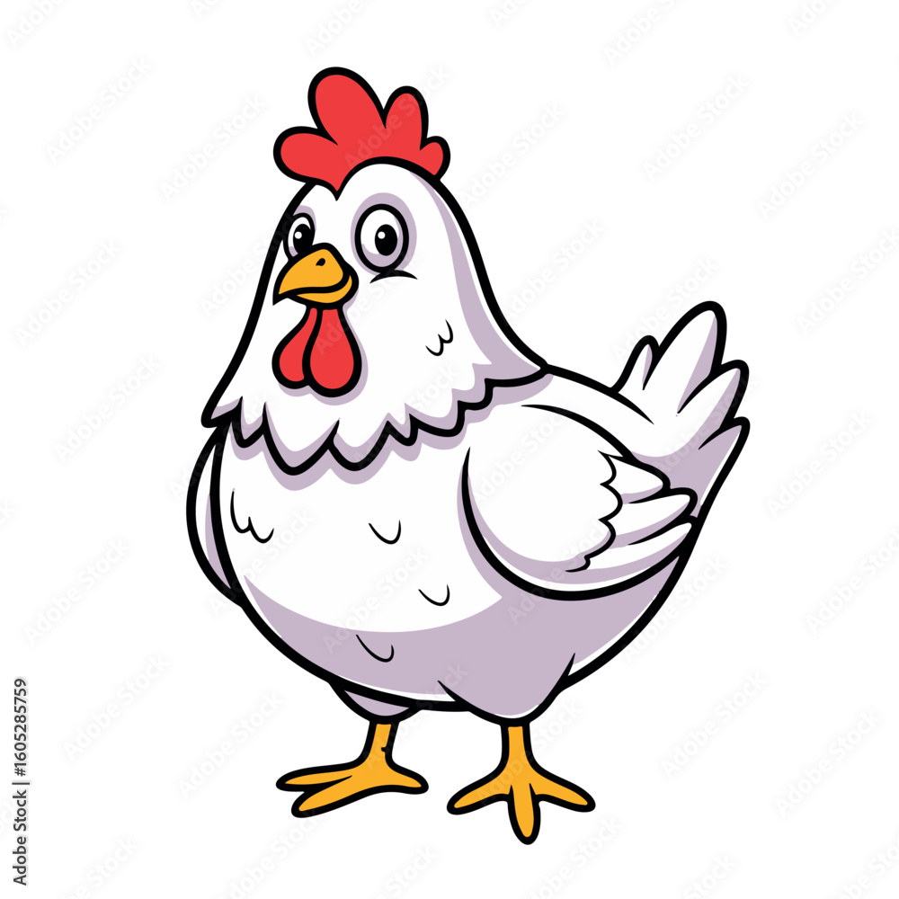 Fototapeta premium illustration of a chicken or hen. The illustration is a silhouette or outline drawing, with the key features of the bird clearly visible