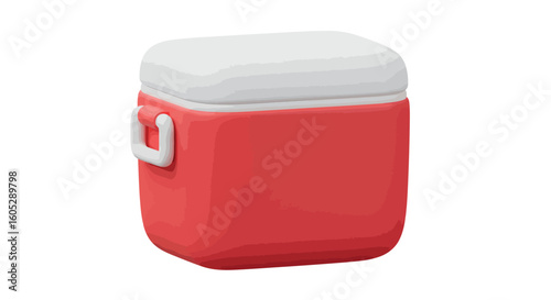 Red portable cooler on white background: essential for outdoor adventures