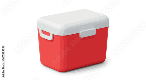 Red isometric cooler box on white background