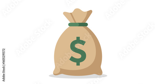 Money bag with dollar sign icon in flat style for financial concepts