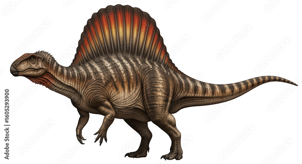 Fototapeta premium Ouranosaurus nigeriensis PNG with transparent background and dorsal sail, an herbivorous hadrosauriform dinosaur