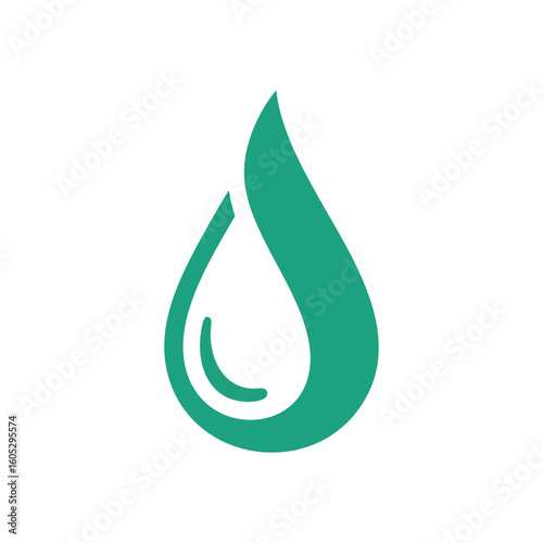 Stylized Teal Water Drop Symbol. A sleek aqua fluid shape, representing purity, hydration, and natural essence. Ideal for wellness or environmental themes.