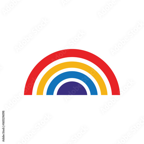 Vibrant Rainbow Curve Symbol. A striking arc illustration features bold red, golden, azure, and indigo bands, radiating positivity and hope.