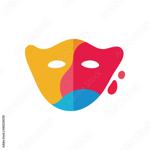 Colorful Abstract Mask Design. This expressive visage blends diverse hues, symbolizing creativity, theatrical performance, and various human emotions.