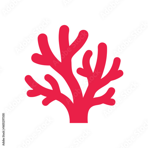 Stylized Red Coral Illustration. This striking crimson marine growth symbolizes ocean vitality and aquatic preservation. A beautiful representation of undersea biodiversity.