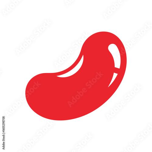 Vibrant Red Jelly Bean Confection. A simple, illustrative graphic of a lone scarlet sweet. This delightful candy evokes childhood joy and delicious sugary flavors, symbolizing simple pleasure.