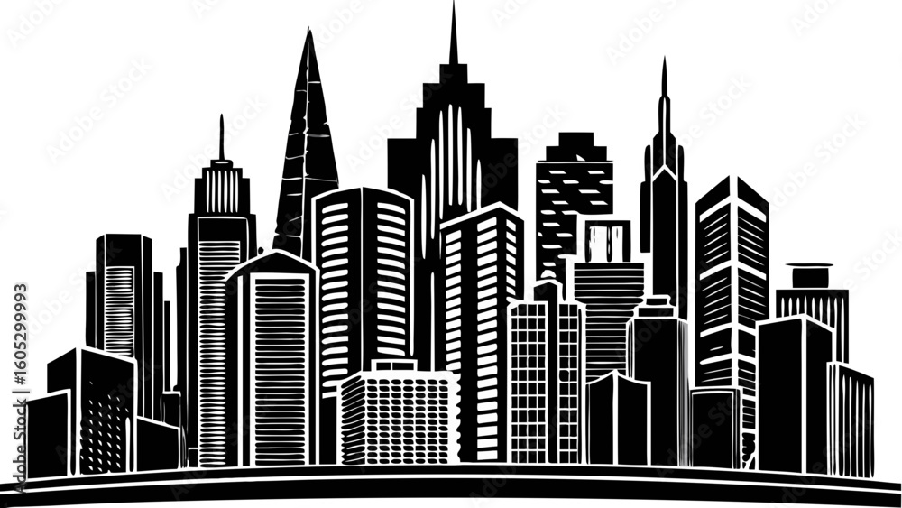 Fototapeta premium City Skyline Silhouette Vector Illustration