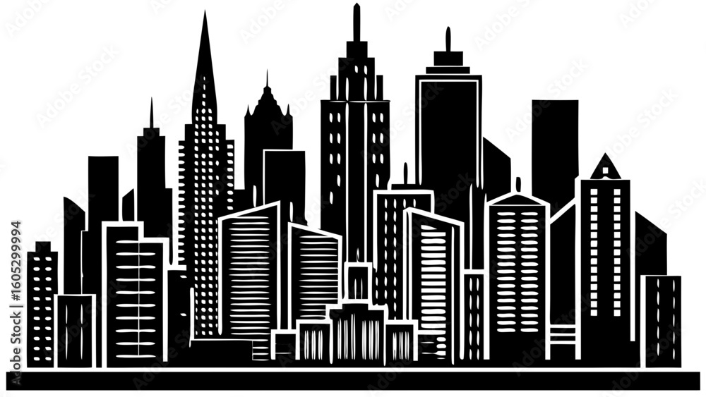Fototapeta premium City Skyline Silhouette Vector Illustration
