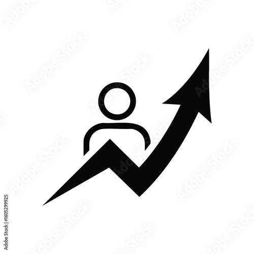 Career Advancement Growth Symbol. Visual depiction of individual progress and upward path. Represents professional achievement and personal skill enhancement.