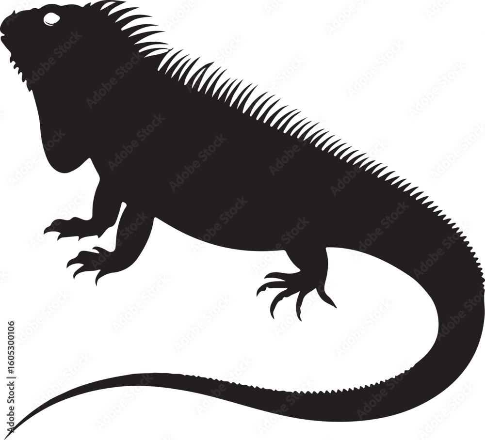 Fototapeta premium Bearded dragon and iguana lizard on a white background branch illustration