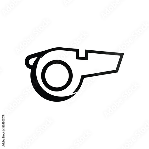 Referee Whistle Sport Icon. Clean graphic of a signaling instrument. Represents authority, rules, and attention in games, training, and various events.