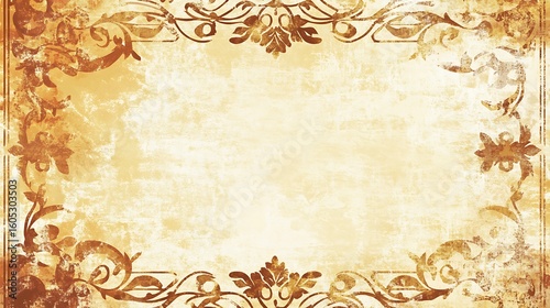 Vintage parchment frame with ornate borders